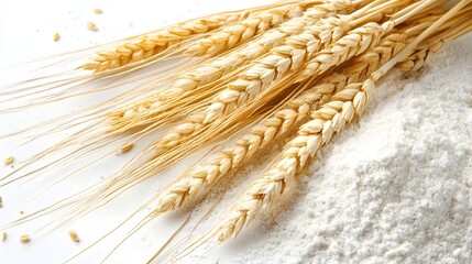 Ears of Wheat Crop Closeup on Rustic Wooden Background