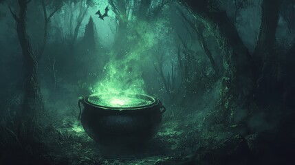 Enchanted Cauldron in the Magical Forest