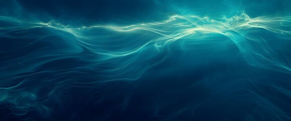 Wall Mural - abstract teal & blue glowing lines background