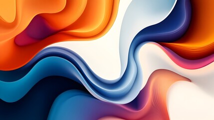 Wall Mural - Vibrant Abstract Digital Art Composition with Flowing Organic Curves and Dynamic Gradient Patterns