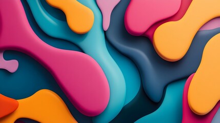 Wall Mural - Vibrant Fluid Abstract Geometric Shapes Design