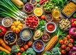 © Man888 - Variety of Healthy Foods Displayed on a Table for Meal Planning and Nutritional Choices Inspiration