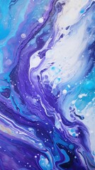 Poster - Close-up acrylic pouring art purple painting blue.