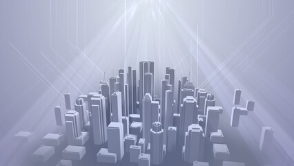 Wall Mural - network city communication technology business 3d illustration