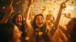 © logyartstudios - A joyful celebration with people dancing and confetti in a vibrant atmosphere.
