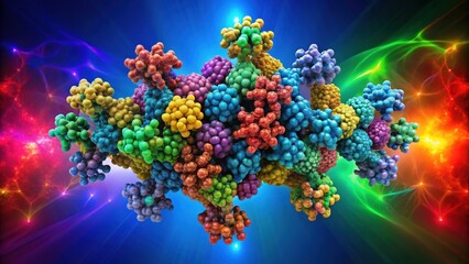 Wall Mural - dynamic protein structure exhibiting molecular beauty in vibrant colorful patterns