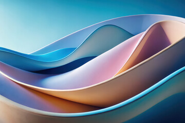 Serene pastel waves in a digital landscape embody fluidity and movement, crafted by generative AI