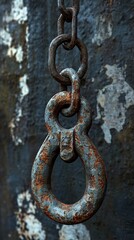 Sticker - Rusty Chain Link Close Up: Industrial Texture and Detail