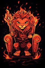 Wall Mural - Lion King on Fire Throne