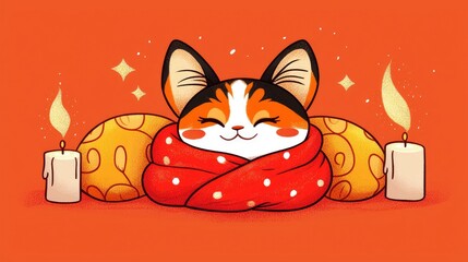 Poster - Cozy Cat with Candles