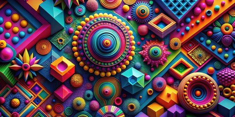 Wall Mural - chromatic adventure vibrant dimensions exploring colorful shapes and patterns