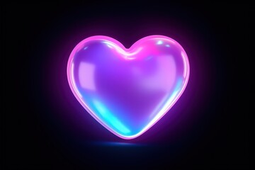 Poster - PNG Pastel neon heart abstract night pink.