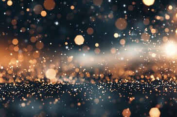 Poster - Golden Bokeh Lights Glittering in Dark Space