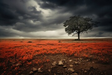 Wall Mural - Poppy field landscape outdoors nature.