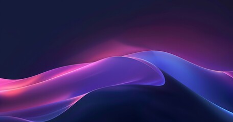 Wall Mural - abstract gradient waves - pink, blue, black background