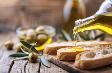 Olive Oil Drizzled on Crusty Bread