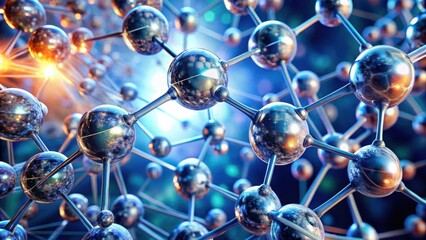 Wall Mural - abstract molecular structures with spherical particles in futuristic scientific theme