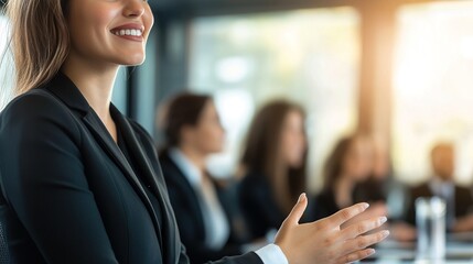 Poster - Professional Woman at Business Meeting in Modern Office