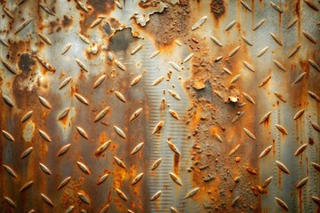 Wall Mural - Rusted metal sheet with industrial texture and gritty aesthetic close-up