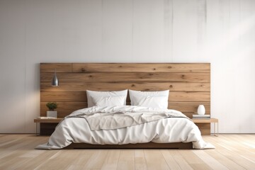 Canvas Print - Empty room wood bed furniture.