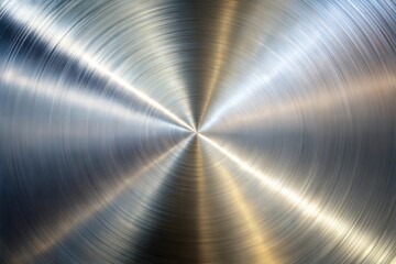 Canvas Print - brushed metal with circular texture shiny reflective surface close-up