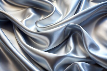 Canvas Print - abstract silver silk fabric with glossy folds and luxurious texture