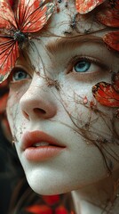 Poster - Surreal Portrait of a Woman with Butterfly Wings