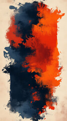 Sticker - Abstract art with dark blue and orange.