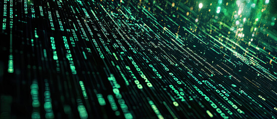 green binary code and digital light pattern design.