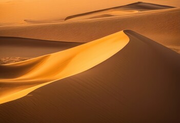 breathtaking sand dunes bathed warm light sunrise creating serene picturesque landscape, beach, coast, desert, environment, fauna, flora, horizon, nature