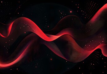 Wall Mural - Abstract Red & Black Glowing Waves Background