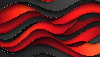 Sticker - Abstract Red Black Wavy Paper Cut Background