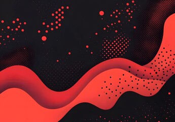 Wall Mural - Abstract Red and Black Fluid Shapes Background