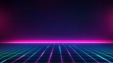 Retro futuristic glowing grid background