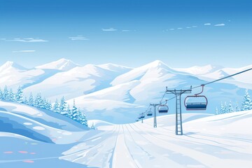 Wall Mural - Snowy ski resort snow outdoors vehicle.