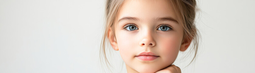 Wall Mural - A young girl with blue eyes and blonde hair