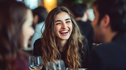 Canvas Print - Joyful Moment at a Dining Table Gathering