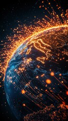 Leinwandbilder - Digital Earth with glowing connections.