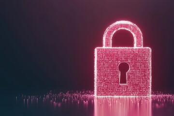 Aufkleber - Digital padlock glowing in neon light