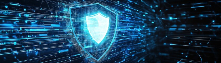 Leinwandbilder - Digital security shield with glowing effects