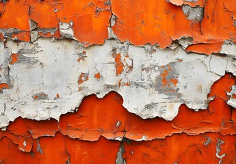 Sticker - Orange Rust & White Paint, Peeling Metal Texture