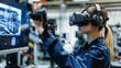 © fotofabrika - A technician engages with virtual reality technology while conducting a machinery inspection in a modern industrial workspace