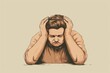 © Rawpixel.com - Stressed fat man take a hand holding his head photography illustrated portrait.