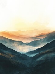 Wall Mural - Mountain Range Sunset