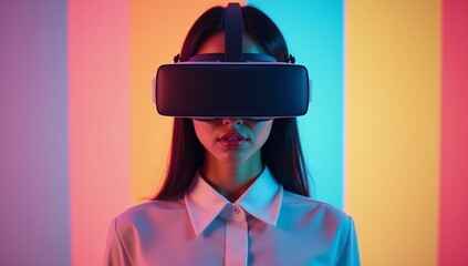 People Using VR Headsets to Explore a Virtual Reality Experience: Future Technology, Gaming, Immersive Entertainment and Metaverse Concepts 