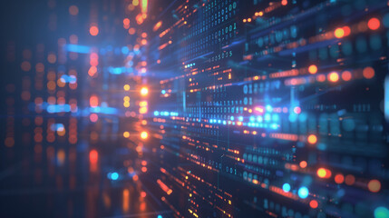 Abstract Digital Background with Binary Code and AI Algorithms, Futuristic Tech Concept