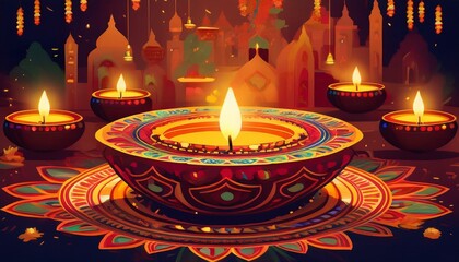 Diwali Hindu festival of lights colorful festive background