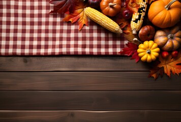 Wall Mural - autumnal tabletop background with copy space