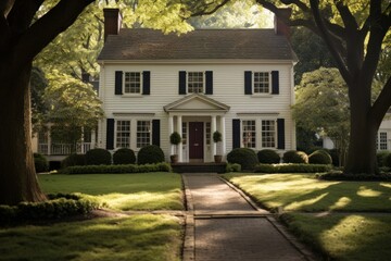 Wall Mural - Colonial style house architecture outdoors building.