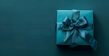 Wall Mural - Elegant Teal Gift Box with Ribbon